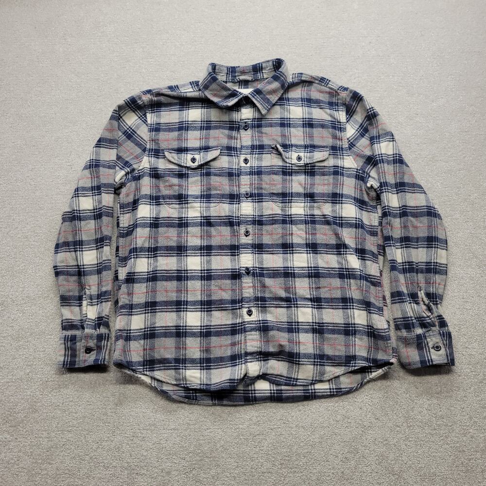 American Eagle Mens Large Super Soft Flannel Shirt Blue Gray Plaid Button Up